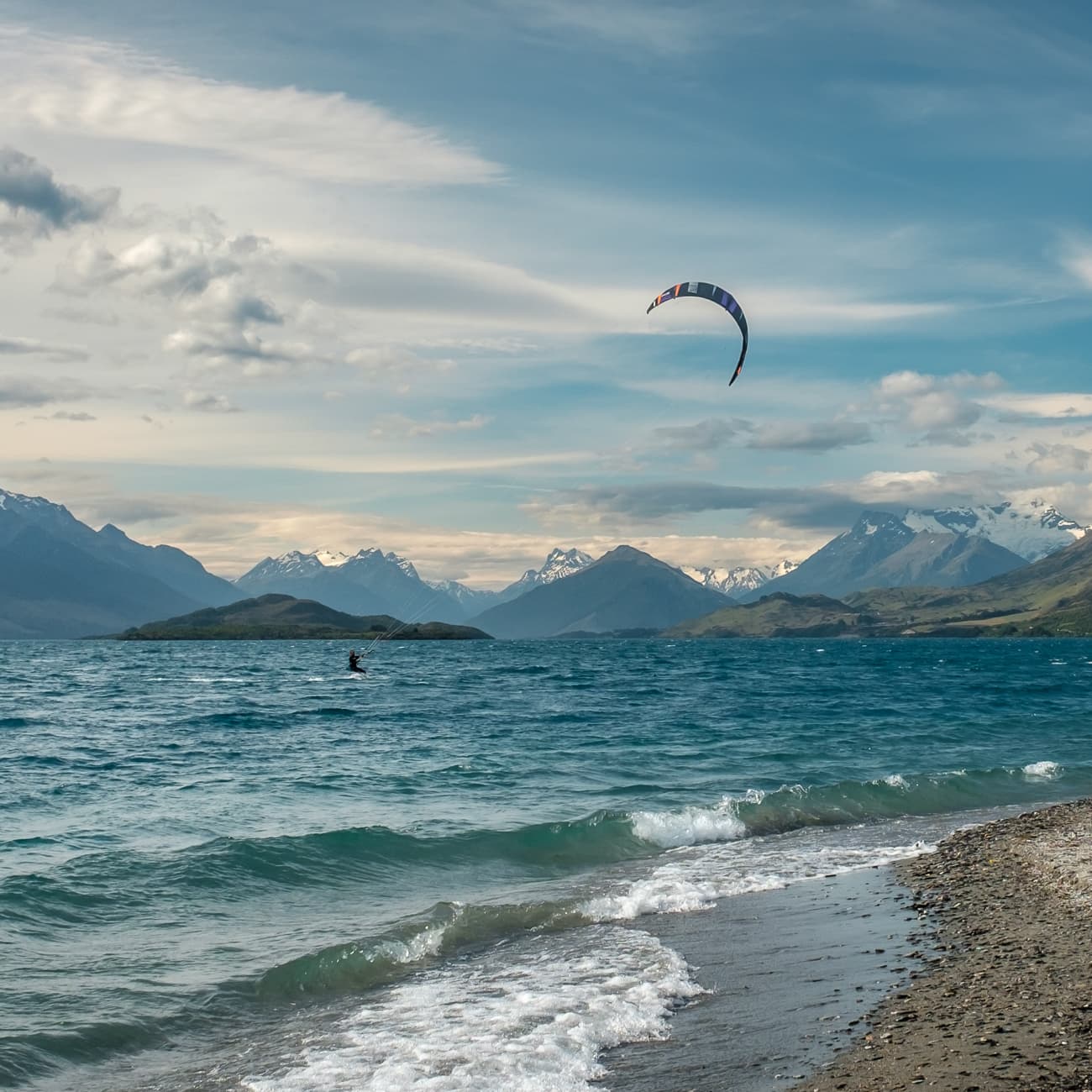 Kitesurfing on a New Zealand lake