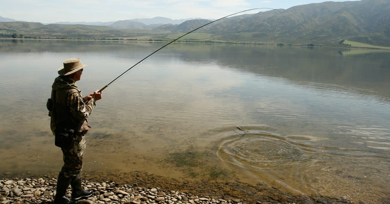 Fly fishing on a braided New Zealand river