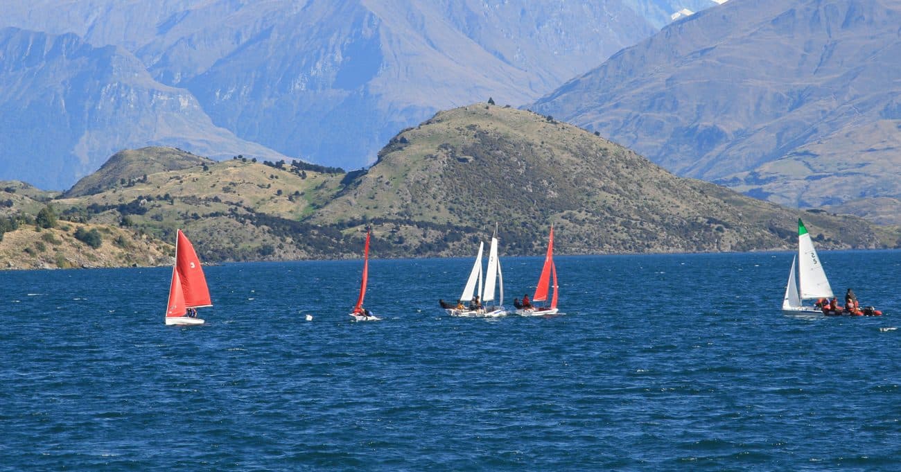 Yacht sailing off the New Zealand coast
